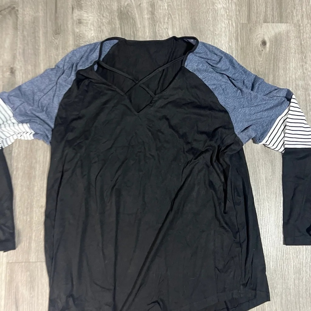 Black and Blue Long Sleeve Top